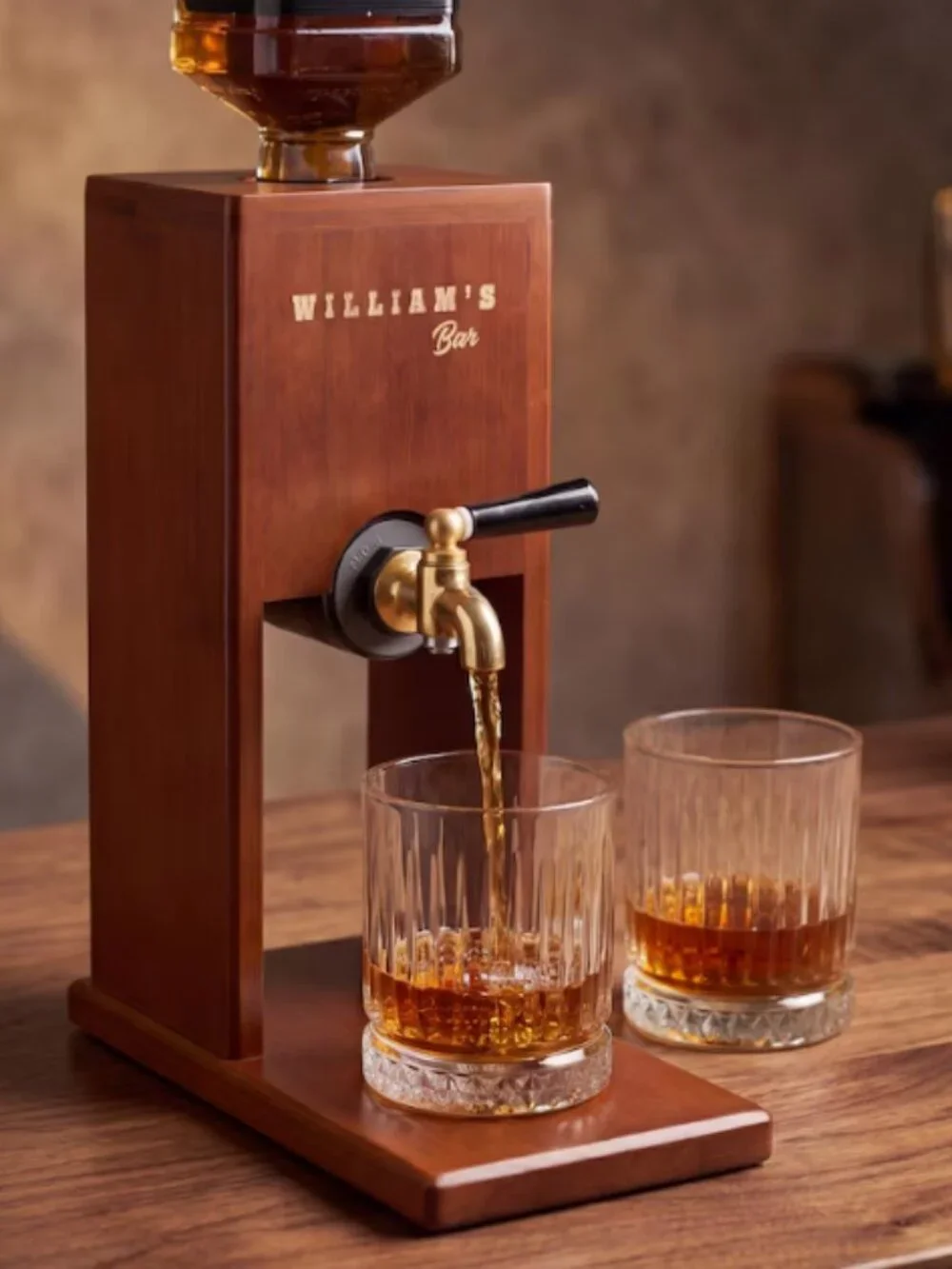Personalized Wooden Whiskey Dispenser - Engraved